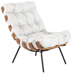 Poltrona Costela Kit 2 Couro Branco Base Industrial Preto L02 - D'Rossi