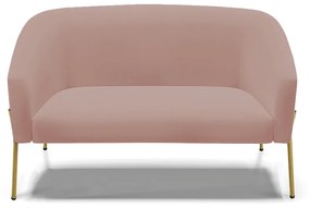 Sofá 2 Lugares Namoradeira Pé de Ferro Dourado Stella Veludo D03 - D'Rossi - Rose