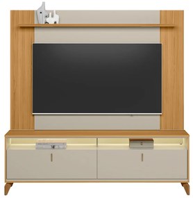 Conjunto Painel Extensível Rack 180cm LED Tremonti/Duarte TV até 55 Tauari/Off White G77 - Gran Belo