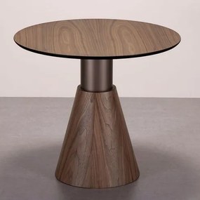 Mesa Lateral Glammy Redonda Nogueira e Bronze - 78240 Sun House