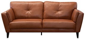 Sofá de Couro 3 lugares Dominic M06 Cor Conhaque 457 - ADJ DECOR