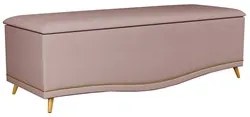Calçadeira Baú King 195cm com Tachas Imperial J02 Veludo Rosê - Mpozen