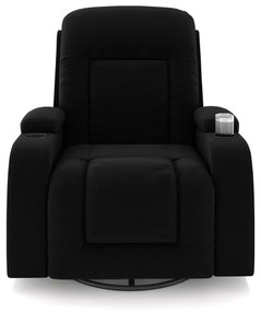 Poltrona do Papai Reclinável Giratória e Balanço Sala de Cinema Crihs Manual Glider Veludo Preto G23 - Gran Belo