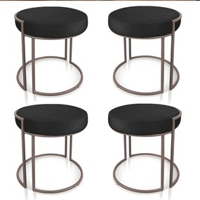 Kit 04 Puffs Love Suede Base Industrial Cobre - D'Rossi
 - Preto