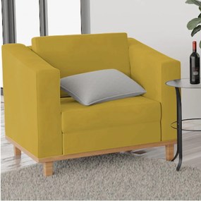 Kit Sofá 2 Lugares e 2 Poltronas Europa Suede Amarelo ADJ Decor
