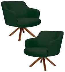 Kit 2 Poltronas Decorativas Giratórias Base Giromad Madeira Jade C-117