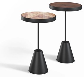 Mesa Lateral Individual Emona Redonda Estrutura Tubular e Base Cônica Metálica