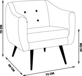 Kit 2 Poltronas Decorativas Cuddle Sala de Estar com Botonê e Pés Palito Veludo Rosa G17 - Gran Belo