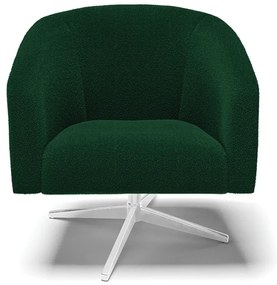 Poltrona Decorativa Giratória Cromada Stella Bouclê D03 - D'Rossi - Verde