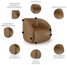 Sofá 3 Lugares Orgânico 240cm e Poltrona Zion Z32 Sintético Caramelo -