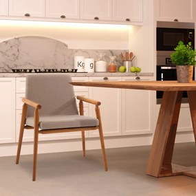 Cadeira Decorativa Sala de Jantar Sidnei Linho Bege G17 - Gran Belo
