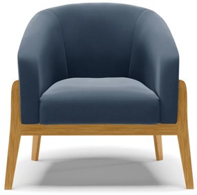 Poltrona Decorativa Base de Madeira Stella Suede Azul M D03 - D'Rossi