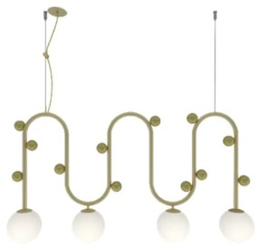 Pendente Graça 12X94X52Cm 04Xg9 Globo 12Cm - Usina 90020/4 (FN-F - Fendi Fosco, Ambar)