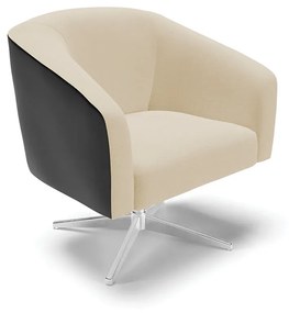 Poltrona Decorativa Giratória Cromada Kit 2 Stella Preto/Linho Areia D03 - D'Rossi