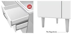 Balcão Gabinete Lis com Pia Inox 150cm 4 Portas L03 Branco/Castanho -