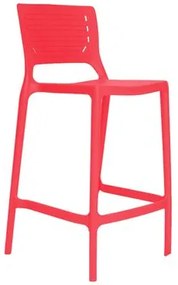 Banqueta Alta Cozinha Vermelho Pastel Empilhável Saturno em Polipropileno Acrilys