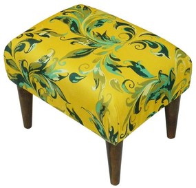 Banquinho Acolchoado Suprema em Suede com Pés Palito - Folhas Verdes