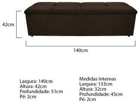 Calçadeira Munique 140 cm Casal Corano Marrom - ADJ Decor