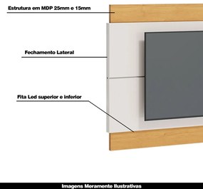 Painel Decorativo Sala de Estar 180cm Julien Off White/Nature G29 - Gran Belo