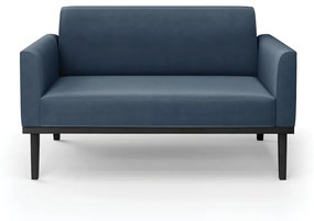 Sofá Namoradeira Base de Madeira Fixa Preto Marisa Suede  D03 - D'Rossi - Azul Marinho