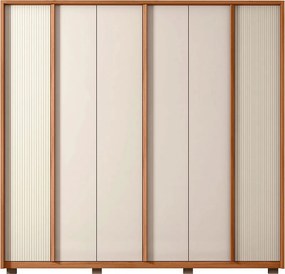 Guarda Roupa Santi Ripado com 6 Portas 4 Gavetas em MDF Freijo/OffWhite G11 - Gran Belo