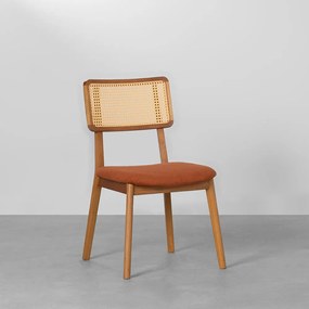 Cadeira Lalá Encosto Palha Creme Assento Trento - Terracota