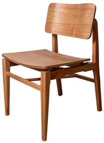Cadeira Liz Madeira Maciça Assento e Encosto Laminado Noce - 73006 Sun House