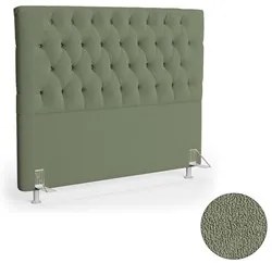 Cabeceira Casal 140cm Cristal Boucle Oliva e 2 Mesas Laterais Plaza LC
