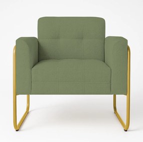 Poltrona Sala Industrial Alta Tubo Dourado Elisa Bouclê D03 - D'Rossi - Pistache