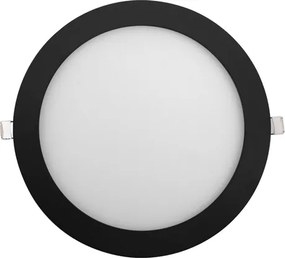 Plafon Led De Embutir Redondo Preto 18W Moldura - LED BRANCO FRIO (6000K)