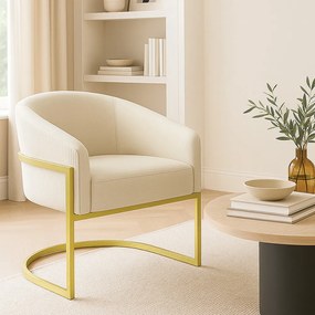 Poltrona Sala Industrial Dourada Arielle Veludo Cotelê D03 - D'Rossi - Bege