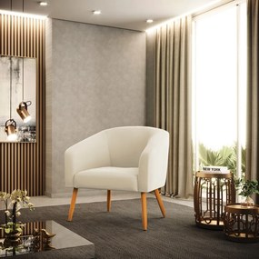Poltrona Decorativa Pé Palito Castanho kit 2 Stella Veludo Bege D03 - D'Rossi