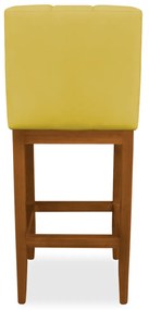 Banqueta Alta Sueli Base Madeira Maciça Estofada Suede Amarelo