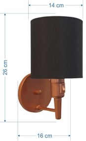 Arandela Cilíndrica Md-2030 Cobre Com Liga e Desliga Cúpula Preto - Bivolt