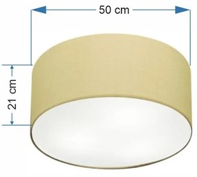 Plafon Cilíndrico Md-3048 Cúpula em Tecido 50x21cm Algodão Crú - Bivolt