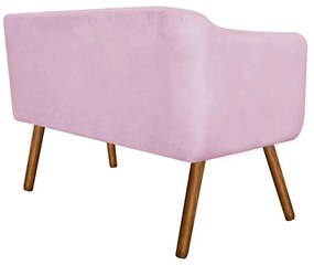 Namoradeira 02 Lugares Julia Suede Rosa Bebê com Strass Pés Palito Castanho D'Rossi