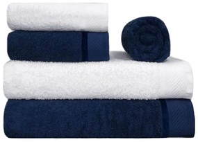 Toalha de Banho 100% Algodão Penteado jogo com 2 Banhão 2 Rosto e 1 Piso Azul e Branca