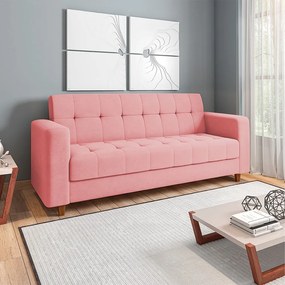 Sofá 03 Lugares Arezzo Suede Pés Chanfrado Castanho - D'Rossi - Rose