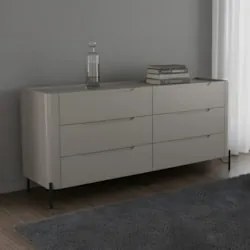 Cômoda Quarto 178cm Casal 6 Gavetas Blen Grigio/Preto I06 - Mpozenato