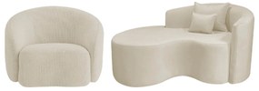 Kit Recamier Curvo Sala de Estar Inglaterra 150cm Lado Esquerdo e Poltrona Orgânica Luxo Amore Bouclé