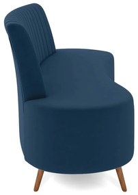 Sofá 2 Lugares Living 135Cm Pé Palito Maraú Veludo K01 - D'Rossi - Azul Marinho