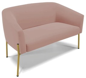Sofá Namoradeira e Poltrona Pé de Ferro Dourado Stella Veludo D03 - D'Rossi - Rose