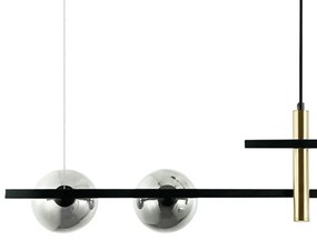 Pendente Bambu Metal Preto E Bronze Vidro Fume 31,5X104X22Cm 4Xg9 | Be...