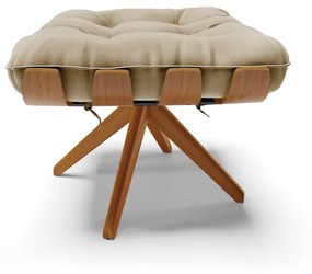 Puff Giratório Costela Suede Marrom Rato Base de Madeira MA30 M11 - D'Rossi