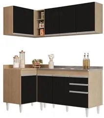 Armário de Cozinha Modulado de Canto Direito 4 Peças CP39 com Pia Inox