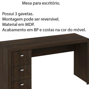 Mesa para Escritório Home Office ME4102 MDP Rústico G69 - Gran Belo