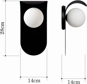 Arandela Wave 14X14X28Cm Aluminio E Globo Ø10Cm Rosca 01Xg9 - Qimporta... (CHAMPANHE)