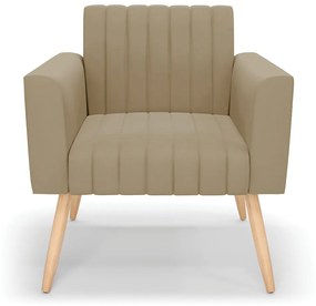 Poltrona Viena Gomada Suede Marrom Rato Pés Palito Natural - D'Rossi