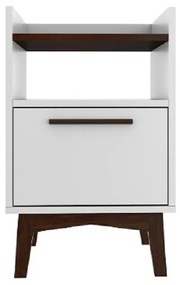 Criado Mudo Mesa de Apoio 1 Gaveta Branco Castanho