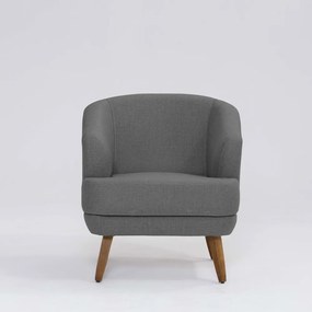 Poltrona Decorativa Milão D07 Pés Madeira Linho Mescla Cinza - D'Rossi